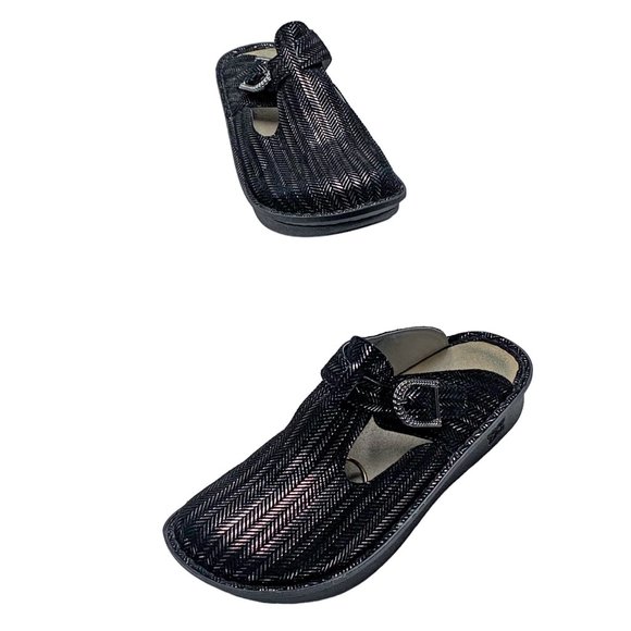 ALEGRIA  ALG-255Classic Blake Metallic Herringbone Clog Mules - Picture 9 of 12